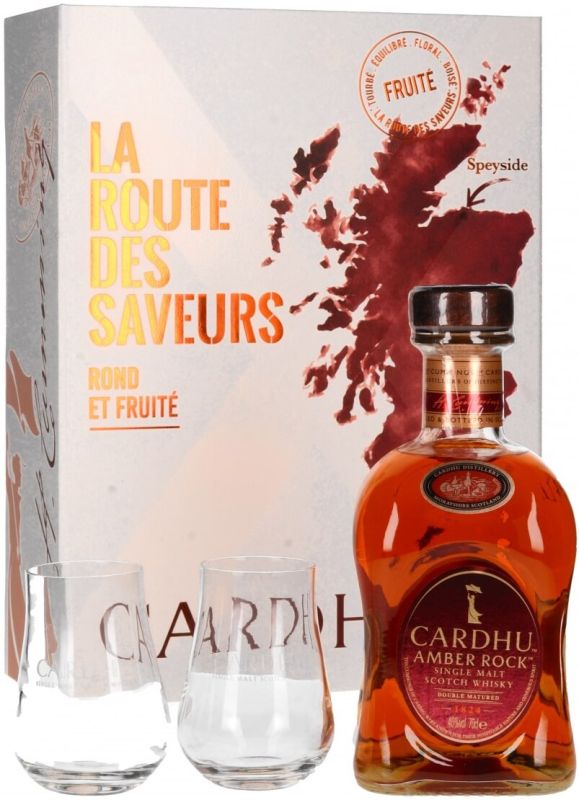 Виски односолодовый Cardhu Amber Rock 0.7 л 40% в подарочной упаковке + 2 стакана