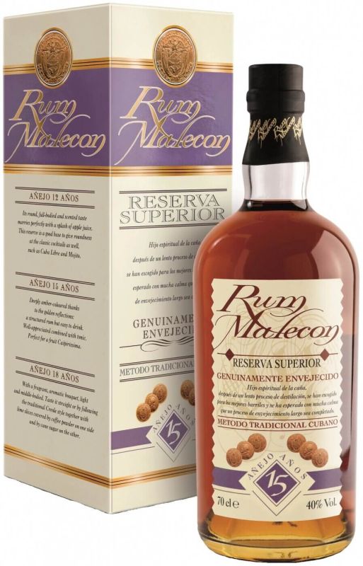 Ром Malecon, Reserva Superior Anejo 15 Anos gift box 0.7 л