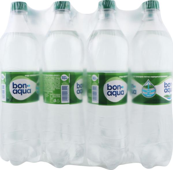 Упаковка минеральной среднегазированной воды BonAqua 1 л х 12 бутылок
