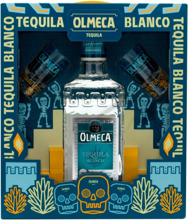 Текила "Olmeca" Blanco, gift box with 2 glasses, 0.7 л