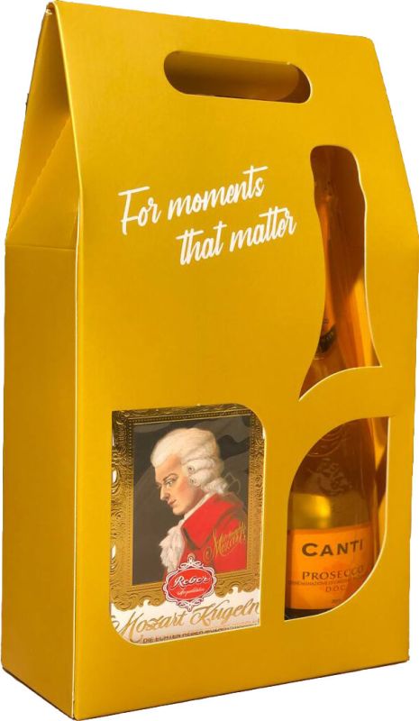 Вино игристое Canti Prosecco Millesimato белое экстра-сухое 0.75 л 11% + Конфеты шоколадные «Моцарт - Шарики" 120 г, Reber
