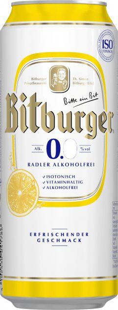 Пиво Bitburger Radler лимон безалкогольное 0,5 л