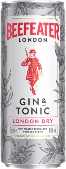 Напиток слабоалкогольный газированный Beefeater Gin&Tonic London Dry, 0,25 л 4,9%
