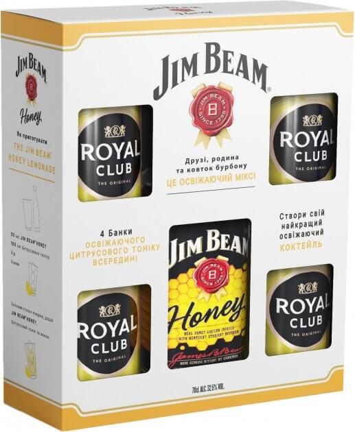 Крепкий ликер Jim Beam Honey 0,7 л 32,5% + 4 Royal Club Bitter Lemon