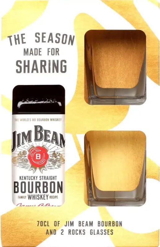 Виски бурбон Jim Beam White 0,7 л + 2 стакана