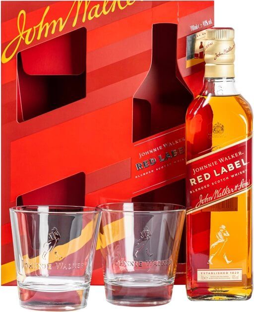 Виски Johnnie Walker «Red label» (подар.упак. + 2 стакана) 0,7 л