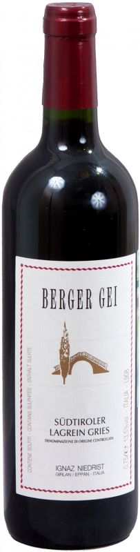 Вино Niedrist, "Berger Gei", Lagrein Gries DOC, 2012
