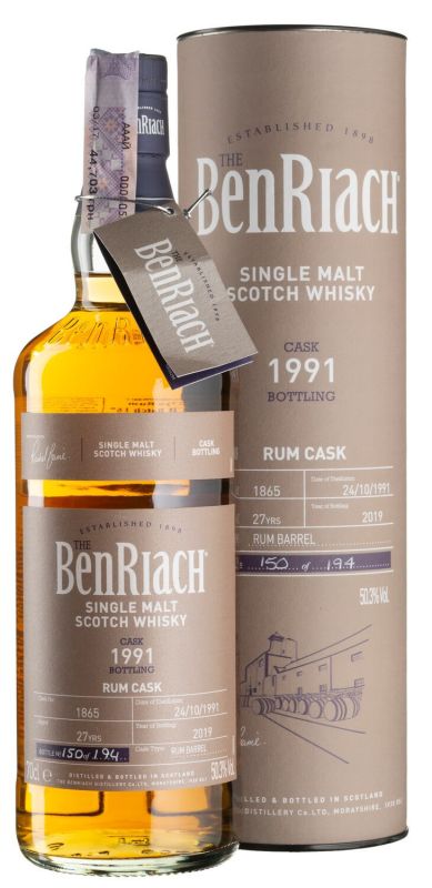 Виски Benriach 27yo Rum Barrel #1865 CB Batch 16, tube 1991 - 0,7 л