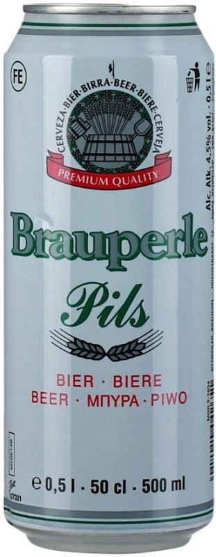 Пиво "Brauperle" Pils, in can, 0.5 л