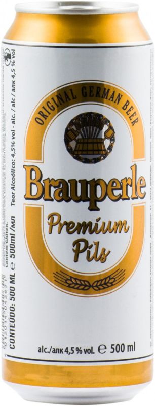 Пиво "Brauperle" Premium Pils, in can, 0.5 л