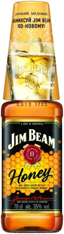 Виски Jim Beam, "Honey", with glass, 0.7 л