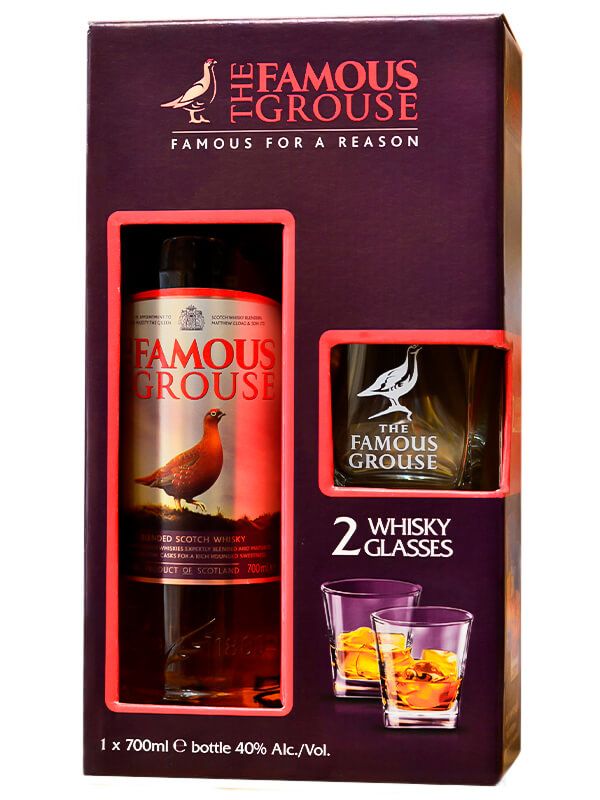 Віскі The Famous Grouse 0.7 л 40% + 2 келихи