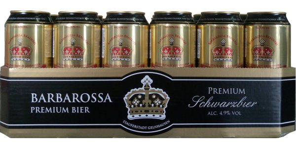 Упаковка пива Barbarossa Schwarzbier тёмное фильтрованное 4.9% 0.5 л x 18 шт