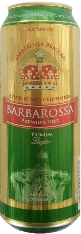 Пиво Barbarossa Lager светлое фильтрованное 5% 0.5 л