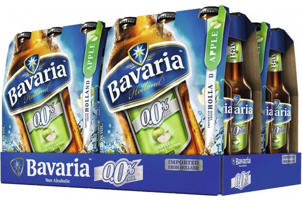 Упаковка пива Bavaria Apple безалкогольное светлое фильтрованное 0.0 % 0.25 л x 24 шт