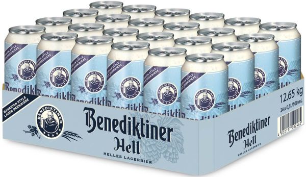Упаковка пива Benediktiner Hell светлое фильтрованное 5% 0.5 л х 24 шт