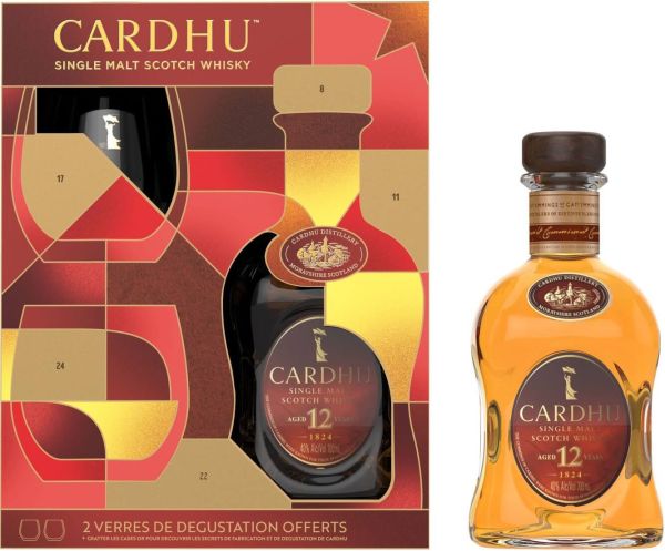 Виски односолодовый Cardhu 12 лет 0.7 л 40% в подарочной упаковке + 2 стакана
