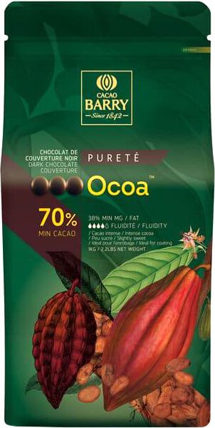 Чёрный шоколад Cacao Barry Ocoa 70% в виде каллет 1 кг