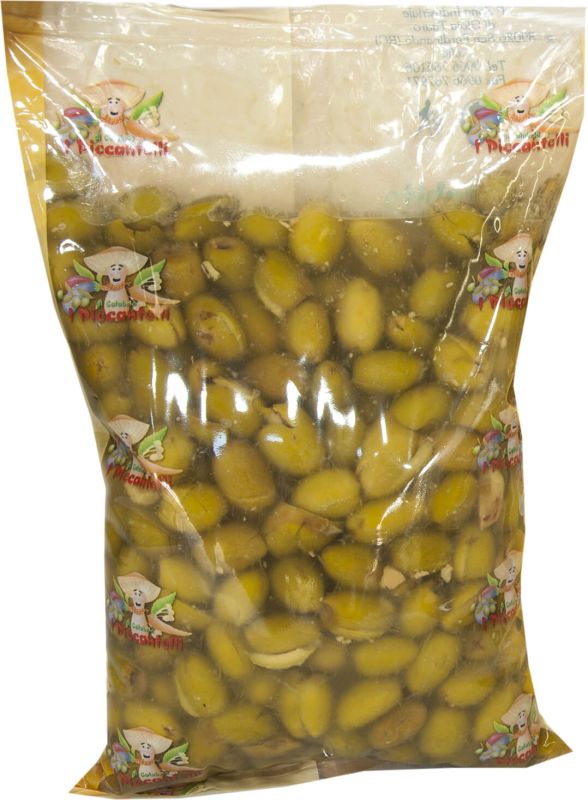 Оливки зеленые Morabito Schiacciate dal Fresco надрезанные без косточки 200/230 1.5 кг