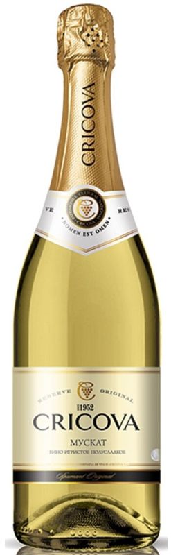 Вино игристое Cricova белое полусладкое Мускат 0.75 л 10.5%