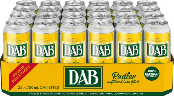 Упаковка пива DAB Radler светлое нефильтрованное 3% 0.5 л x 24 шт
