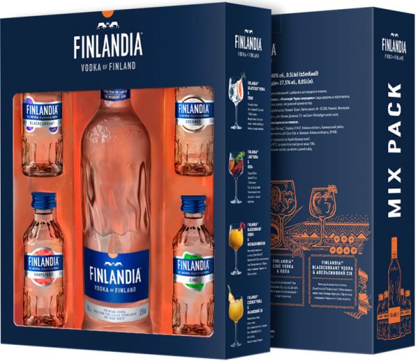 Водка Finlandia 0.5 л 40% + 4 вкусовые миниатюры