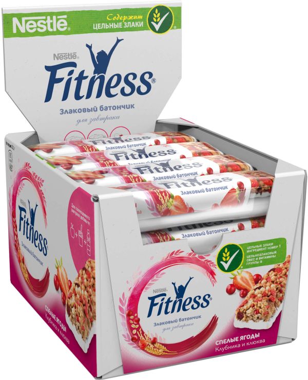 Упаковка батончиков злаковых Fitness с Спелыми ягодами , витаминами и минеральными веществами 16 шт х 23.5 г