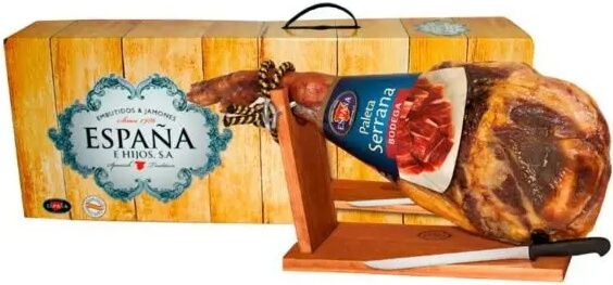 Хамон Espana Палета Бодега на кости в подарочной упаковке + хамонера + нож, 8 месяцев выдержки 4.5 кг