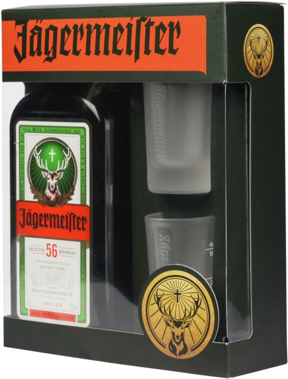 Ликер Jagermeister 0.7 л 35% + Рюмки - купить Ликер Jägermeister в ...