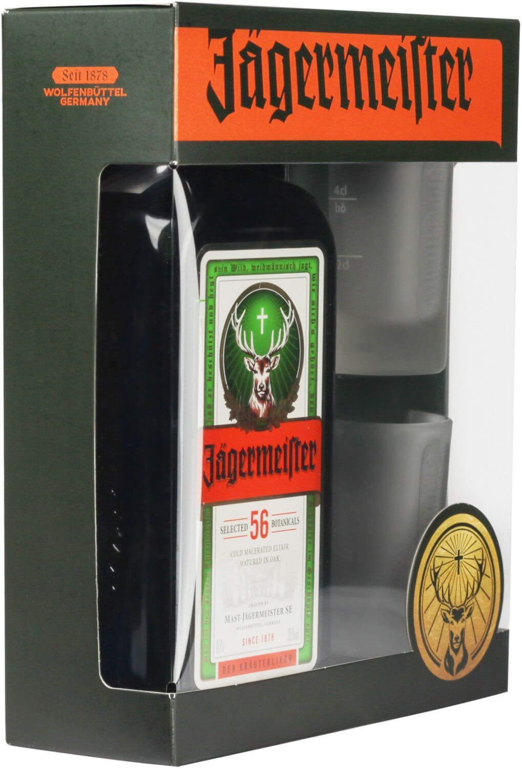 Ликер Jagermeister 0.7 л 35% + Рюмки - купить Ликер Jägermeister в ...