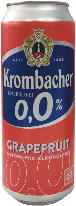 Пиво Krombacher WHEAT Grapefruit светлое нефильтрованное 0% 0.5 л