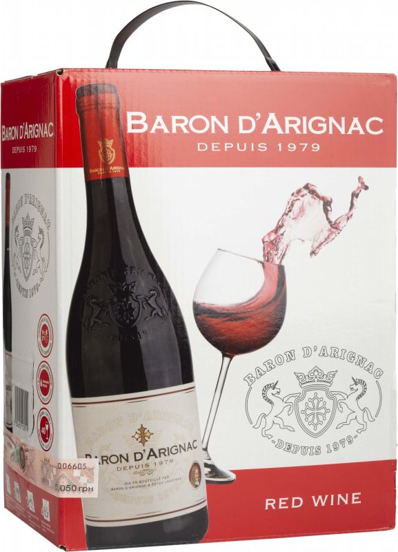 Вино Baron dArignac Rouge красное полусухое 5 л 12%
