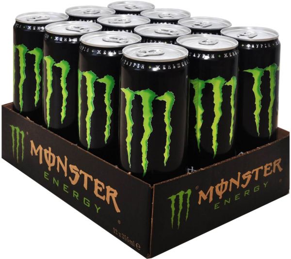 Упаковка безалкогольного энергетического сильногазированного напитка Monster Energy 355 мл х 12 банок
