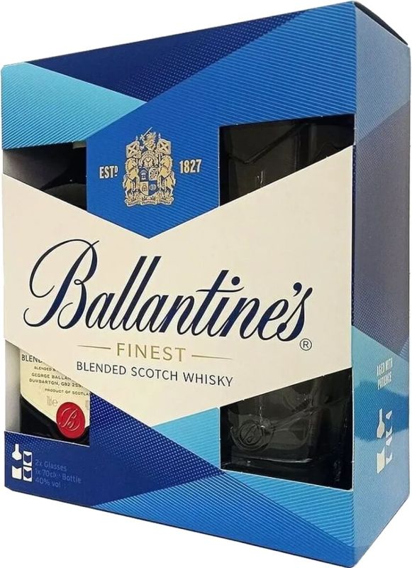 Виски Ballantine's Finest 0.7 л 40% + 2 бокала