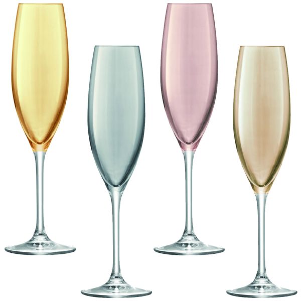 Набір бокалів для шампанського Флют пастель асорті 225мл (4шт в пак) Polka, LSA international