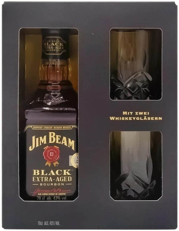Виски бурбон Jim Beam Black 0,7 л + 2 стакана