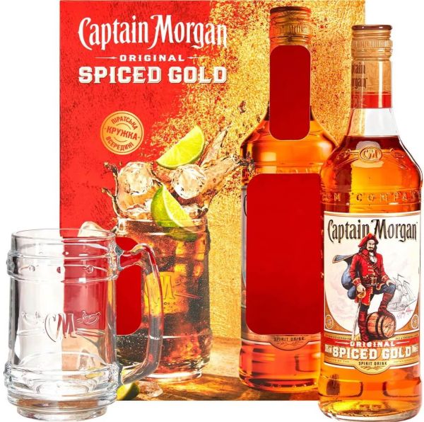 Алкогольний напій на основі Карибського рому Captain Morgan "Spiced Gold" (+ кружка) 0,7 л