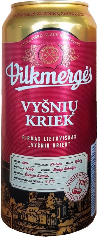 Пиво Vilkmerges Kriek Cherry kriek темне відфільтроване 5% 0.5 л.