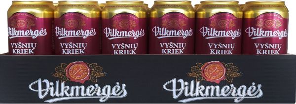 Упаковка пива Vilkmerges Kriek Cherry kriek темне фільтроване 5% 0.5 л х 24 шт.